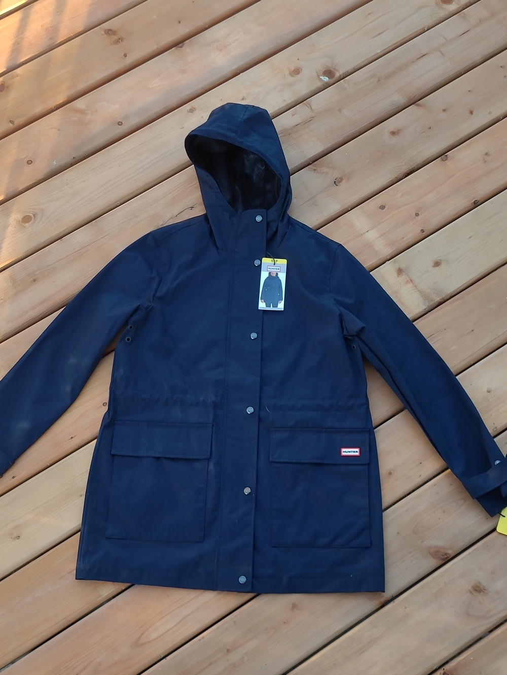 New Hunter Navy Hooded Rain Jacket Coat Women's Size S